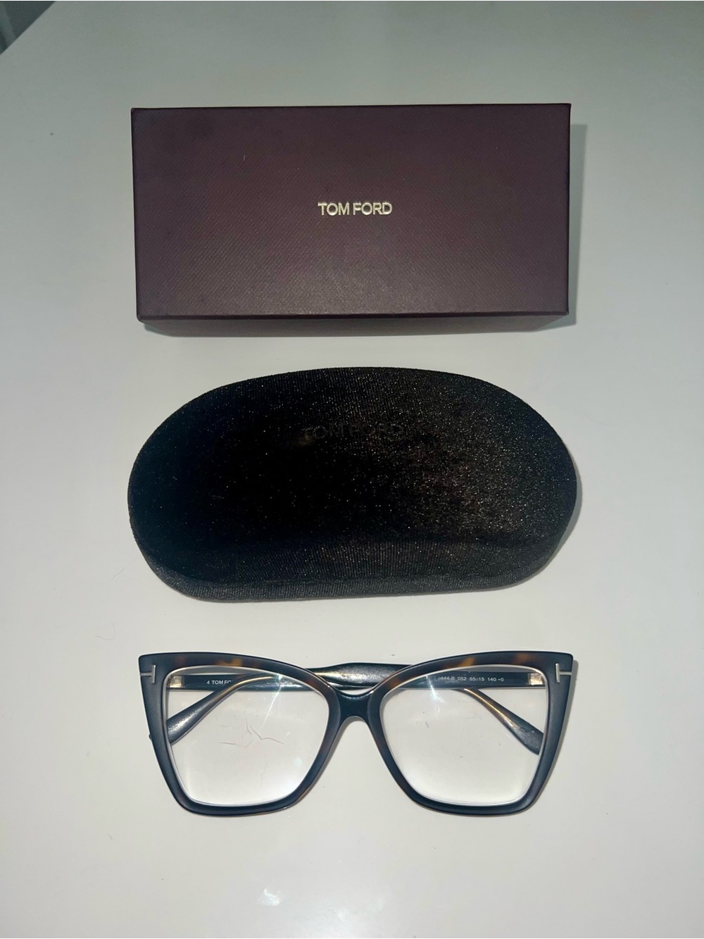 Tom Ford Brown Cat-Eye Women's Optical Glasses with Gold Accents